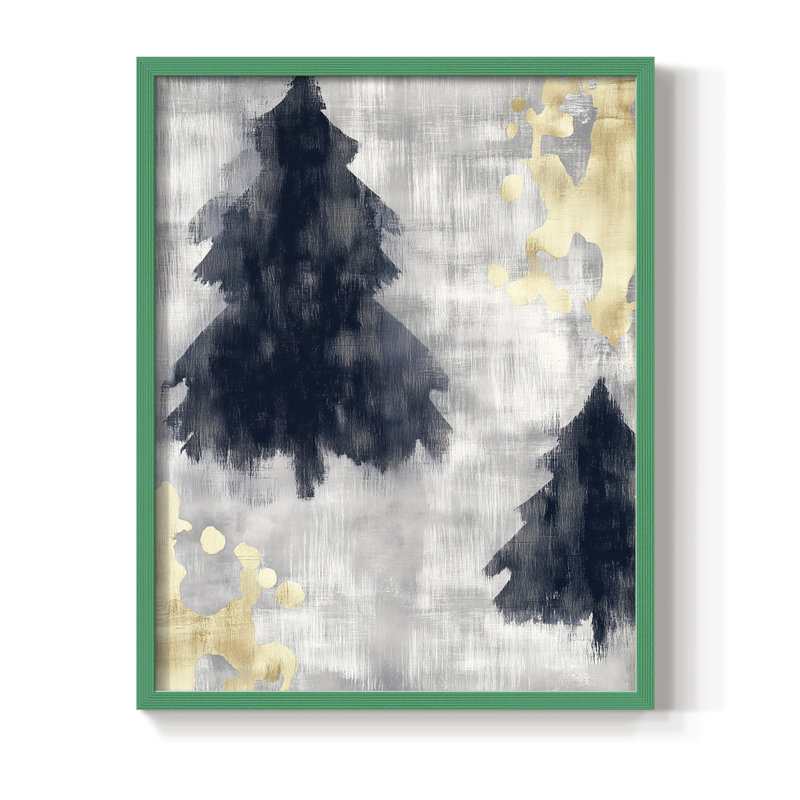 «Christmas Holiday Art CCL XXXII», reproduction encadrée - bois massif, Vert, H 21 po x l 17 po