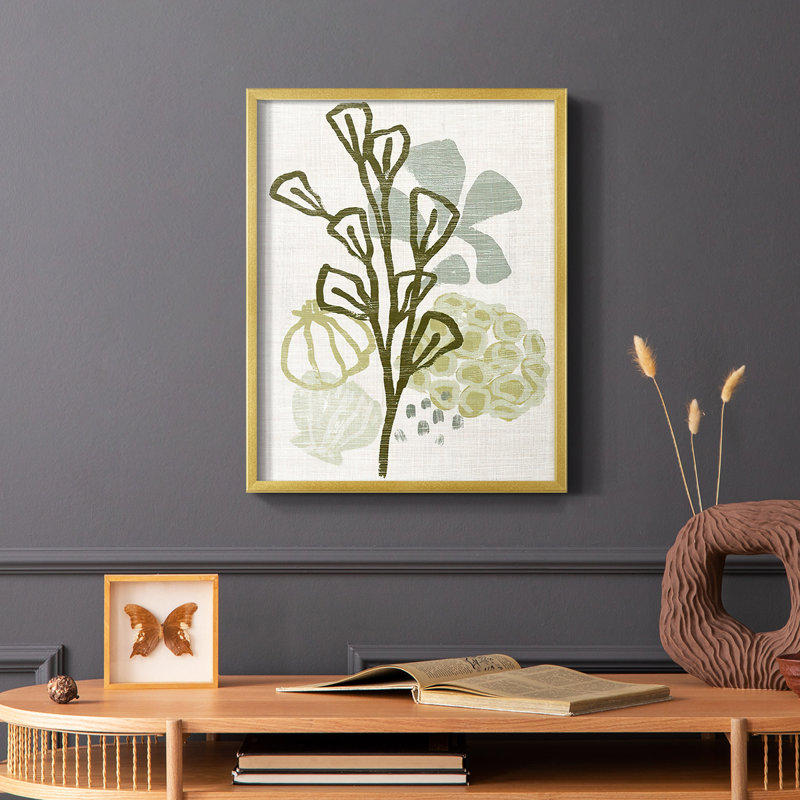 Coral Blockprint II, reproduction encadrée - bois massif, H 10 po x l 8 po