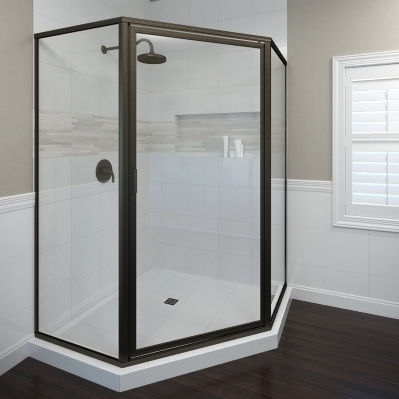 Deluxe 57.5'' W 68.6'' H Framed Neo-angle Reversible Shower Enclosure, Oil Rubbed Bronze