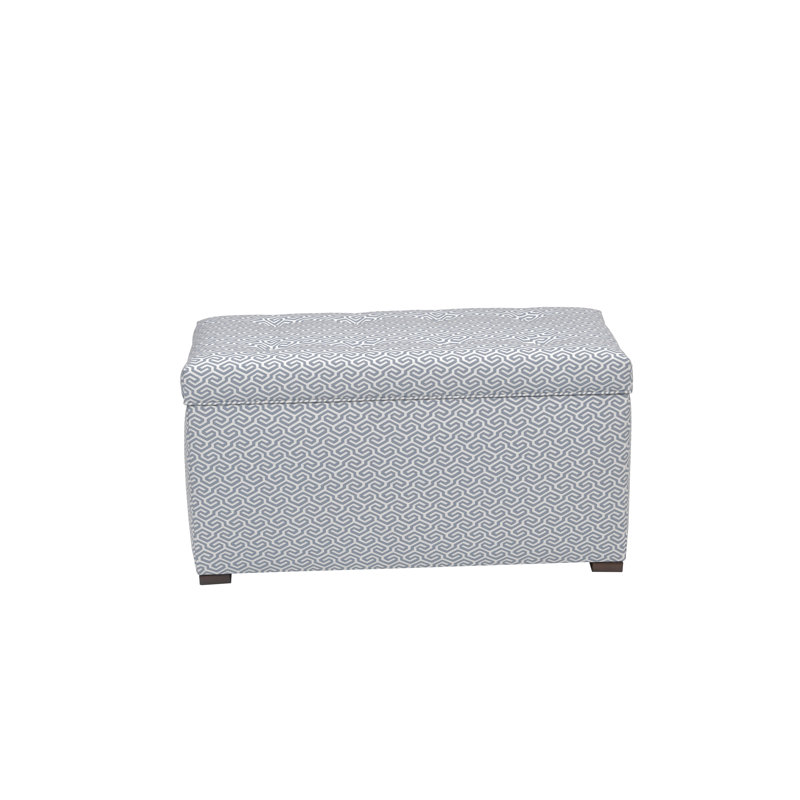 Banc de rangement à couvercle rabattable rembourré, Blanc / Bleu clair