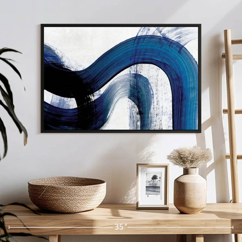 Avery Blue Abstract Curves, 17" H x 25" W