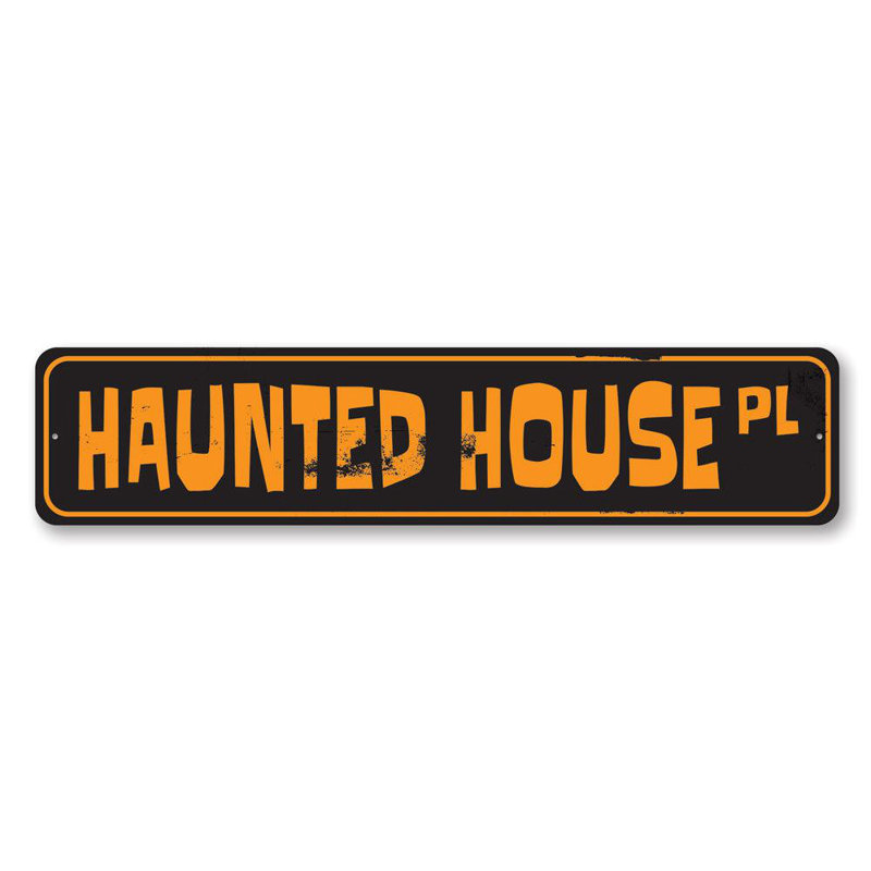 Plaque de rue Haunted House, H 4 po x l 18 po x P 0,04 po