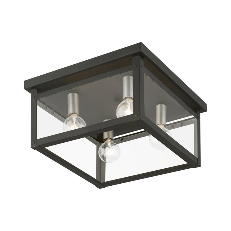 Milford Square 4-Light LED Flush Mount in Black and Brushed Nickel