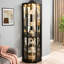 Vitrine spacieuse avec tablettes réglables en verre trempé, sculpture florale arquée, encastré 4 W, pour le bureau, décoration cerise noire,