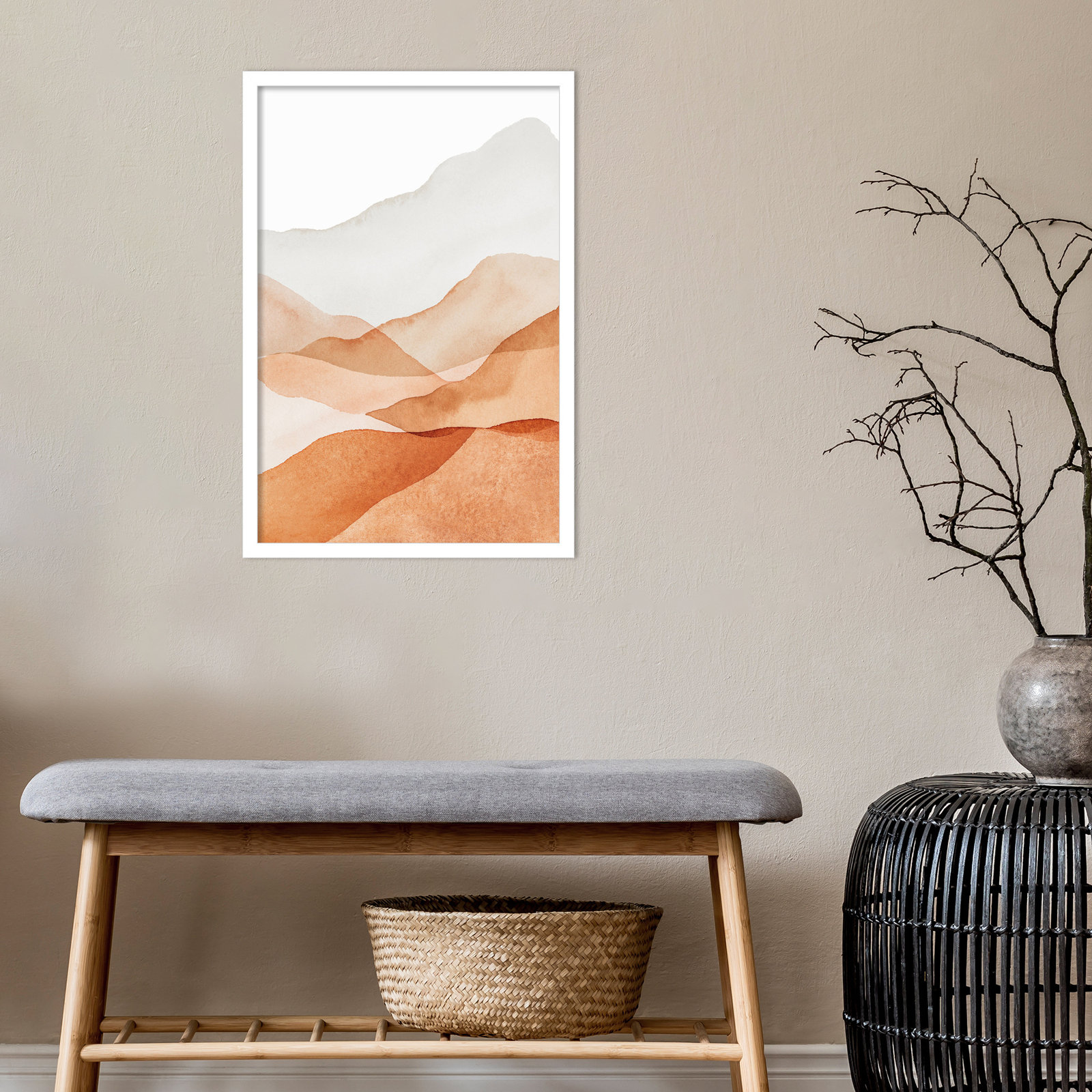 Doris "Mountain Range III" Print, White, 25.25" H x 17.25" W x 0.88" D