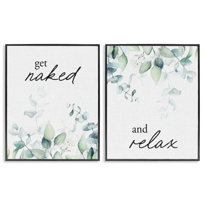 Ensemble de 2 giclées encadrées «Get Nake & Relax Herbs», design par Lette and Lined