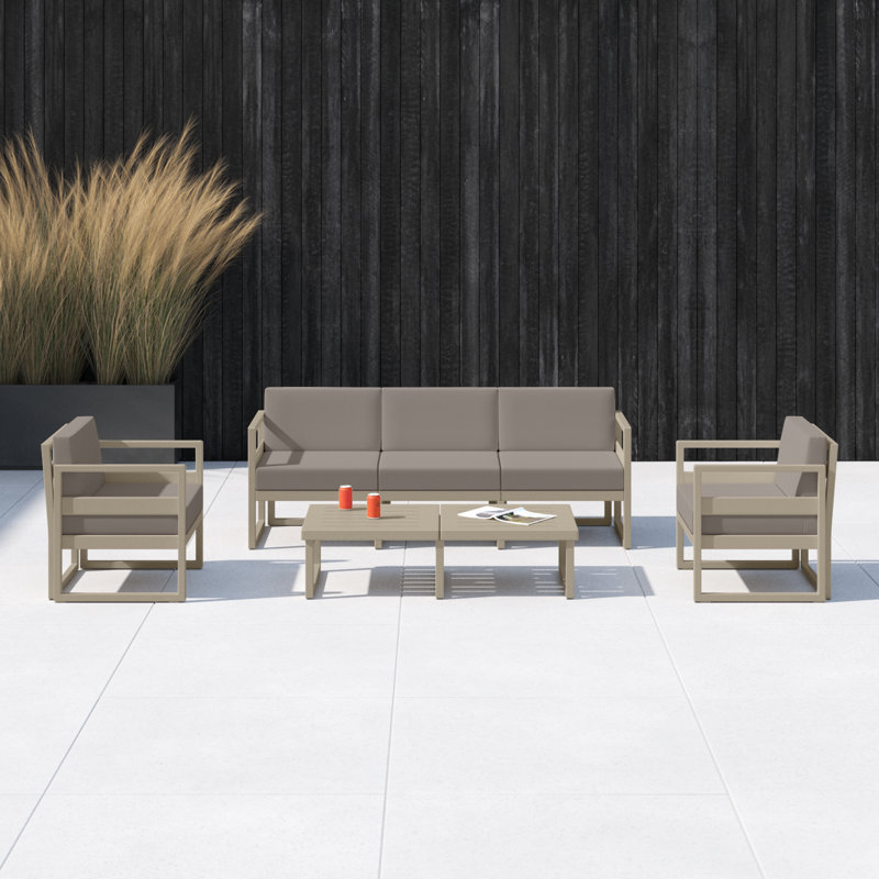 Lane 5 - Person Patio Conversation Set with Cushions, Taupe, Canvas Taupe Sunbrella®