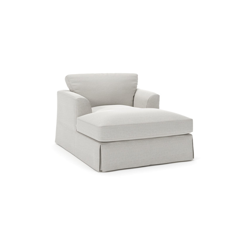 Lucia Upholstered Chaise Lounge, Drusky Ivory Sustain® Basketweave