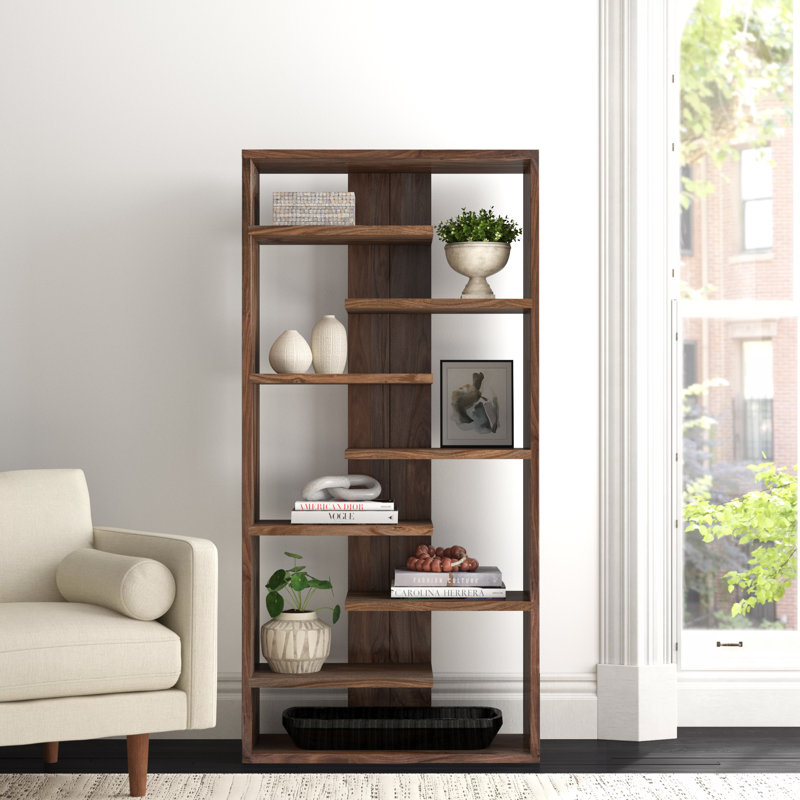 Enely Wood Tall Bookcase with 7 Shelves