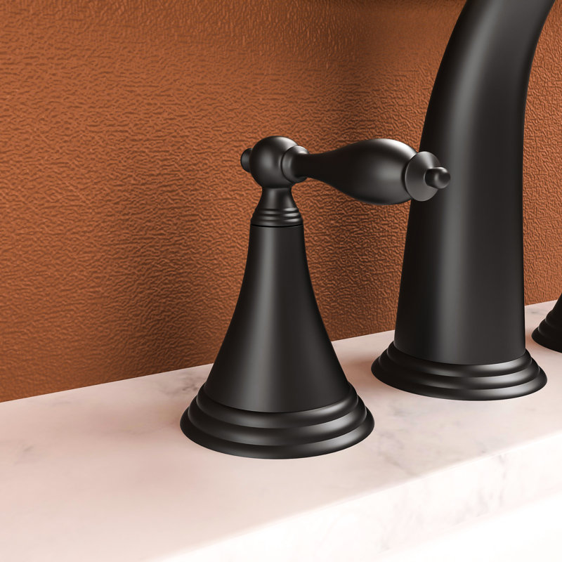 Matte Black Bathroom Faucet Component - 2 Handle 3 Hole, Pop Up Drain, Supply Modern Lavatory Water Lines, Matte Black