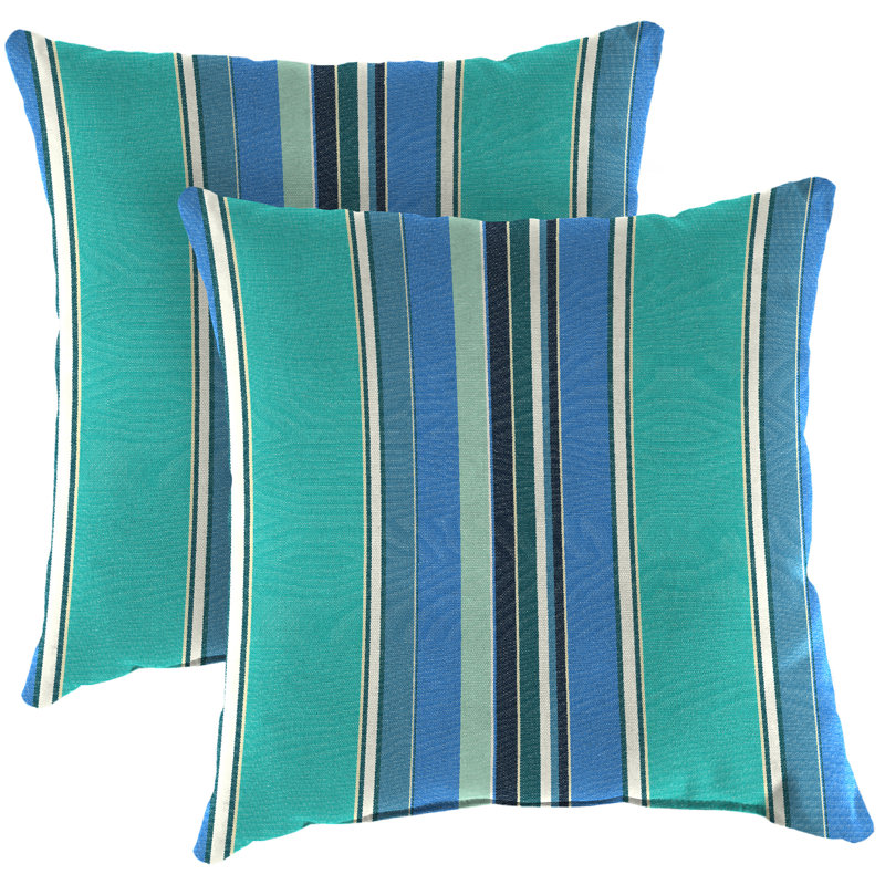 Sunbrella Outdoor Throw Pillow, Dolce Oasis Stripe Sunbrella®, 16" H x 16" W