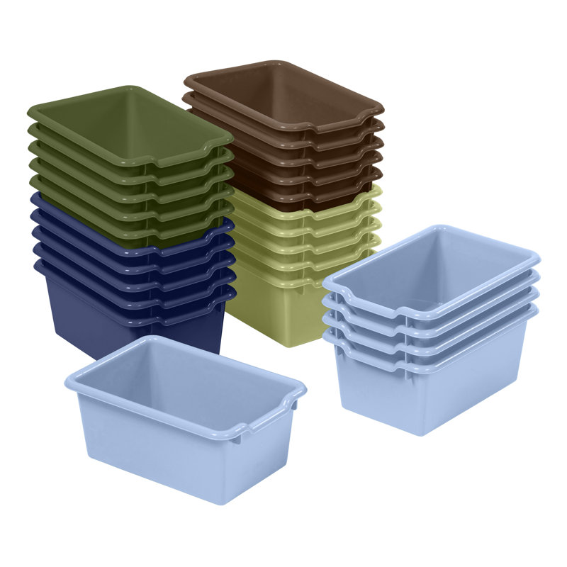 ECR4Kids Scoop Front Storage Bins, Multipurpose Organization, 25-Piece, Earthtone