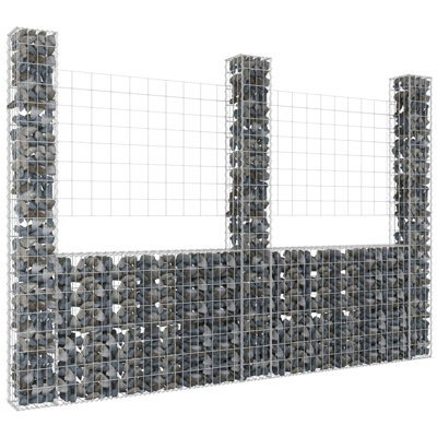 U-shape Gabion Basket with 3 Posts Iron