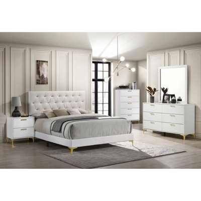 Commode rectangulaire à 5 tiroirs Karena blanche