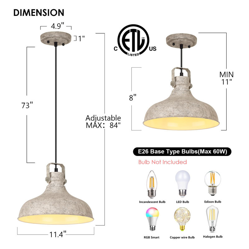 Luminaire suspendu Farmhouse, Gris
