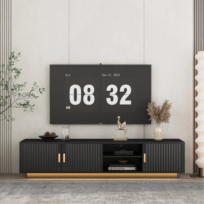 Meuble télé Mid-Century moderne avec rangement, meuble télé 65 pouces pour le salon et la chambre à coucher