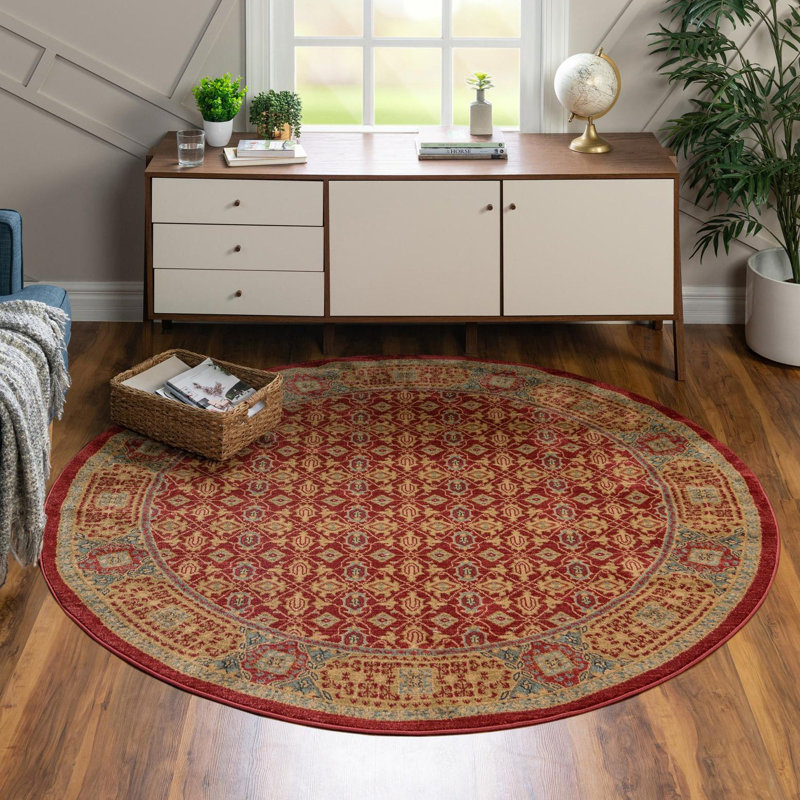 Tapis oriental rouge / brun clair Ophelia, Rond 8 pi