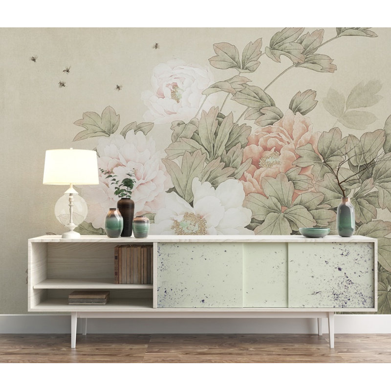 Floral Wall Mural, 9.5' L x 17' W
