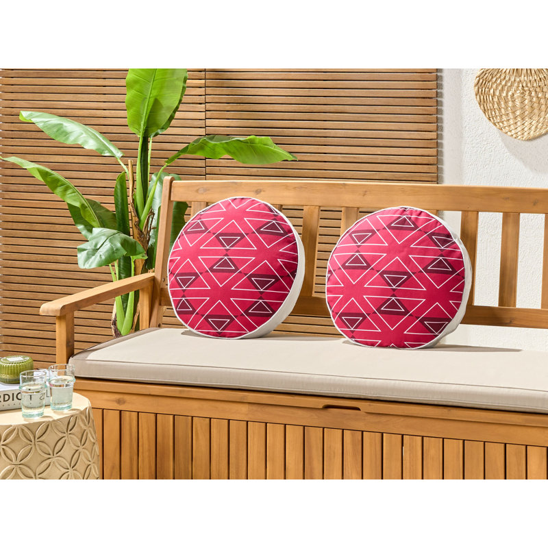 Zakaryan Mezzano Indoor / Outdoor Geometric Pink Circular Scatter Cushion With Filling