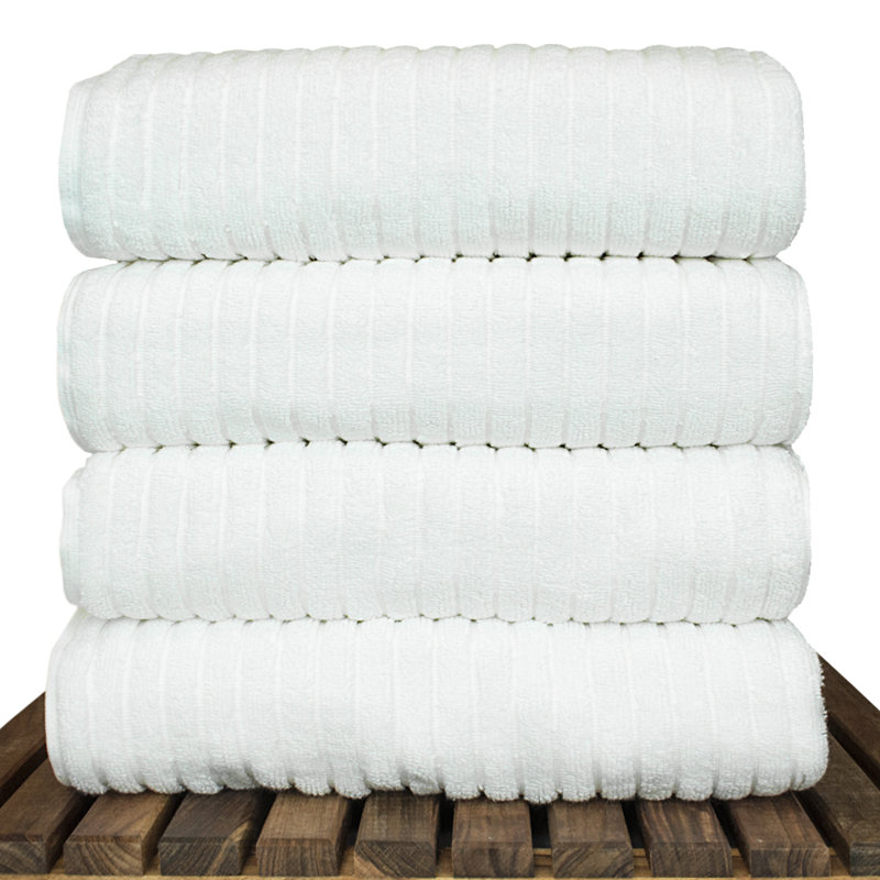 Serviette de bain en coton Metivier, Blanc