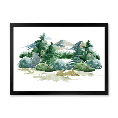 " Nature Forest Scene With Bush Glade And Grass " Painting Print