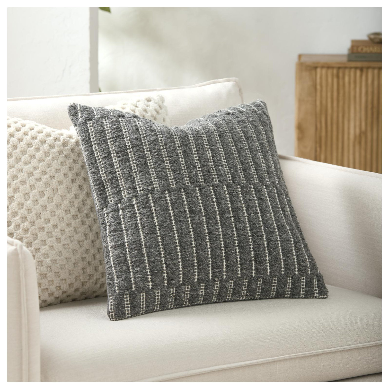 Monacizzo Accent Pillow, Polyester, Black, Square 22"