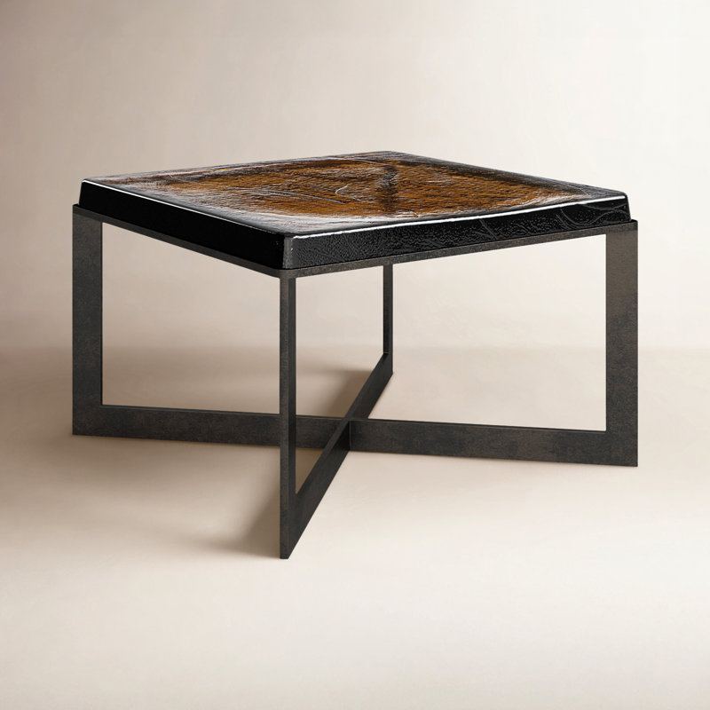 Lennie Glass Coffee Table, Amber Cast Glass