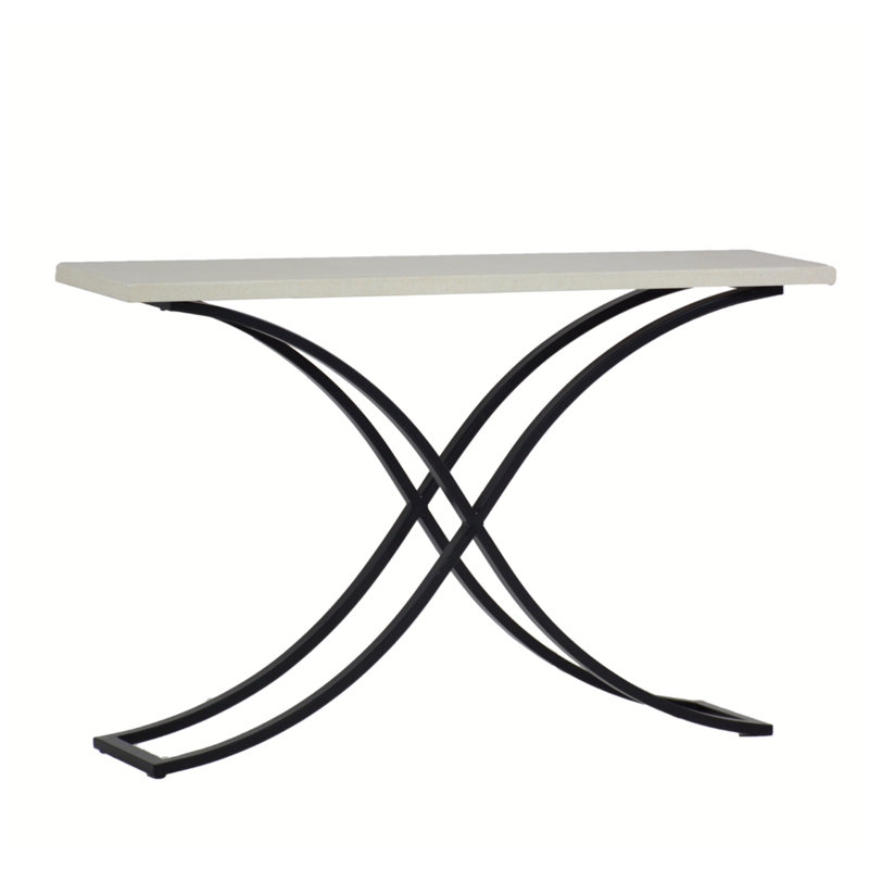 Marco Console Table - Ebony/TravertIne, Travertine