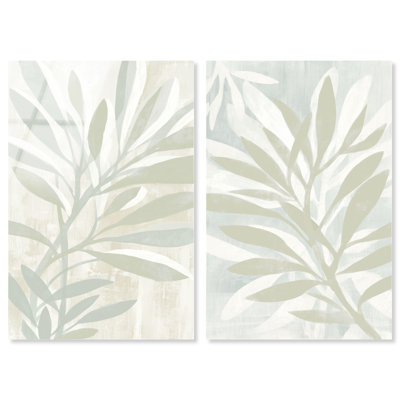 Linen fronds Acrylic Print Boho Wall Decor by Art Remedy, Set of 2