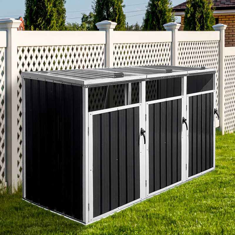 Remise extérieure pour bacs gris - 3 poubelles à gratter