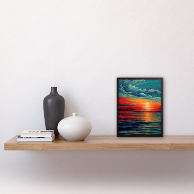 Churchill Seascape Scarlet Sunrise Fiery Horizon Clouds - Single Picture Frame Print