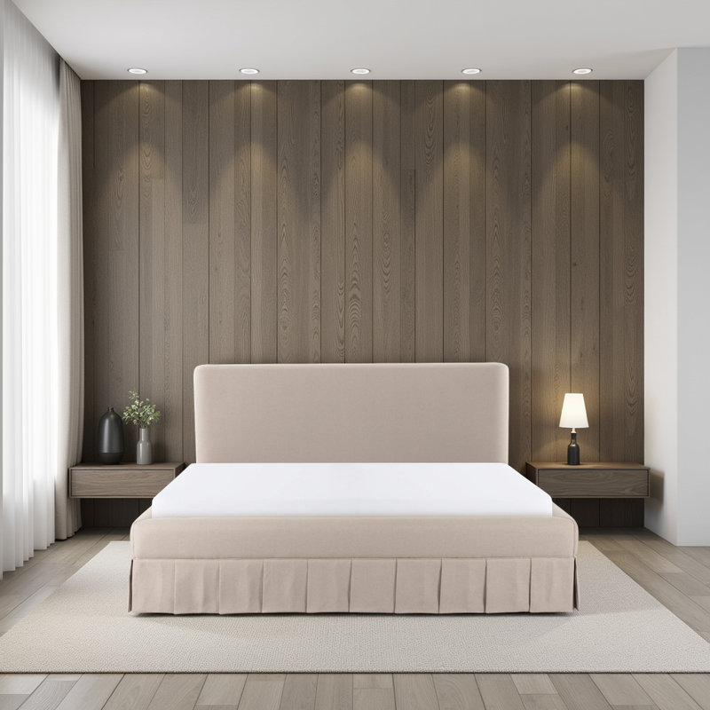 Maren King Bed Beige, King, Beige