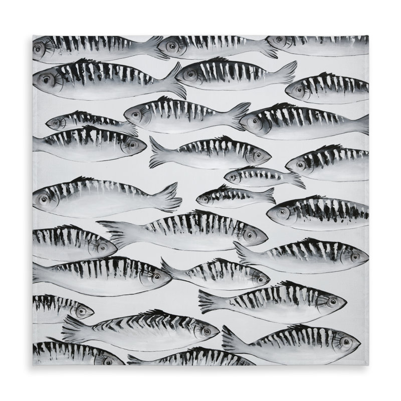 Gray Shoal of Fish Tablecloth | Bedroom Animals Decor