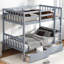 Lit superposé standard simple au-dessus de 2 tiroirs en bois massif-84974517
