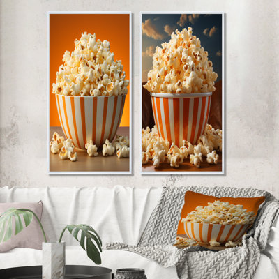 Golden Era Cinéma Popcorn Bowl - Ensemble de 2 impressions sur toile Popcorn