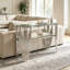 Console luxueuse en verre argenté, table d'appoint ovale élégante avec structure en acier inoxydable, table de présentation multifonctionnelle pour entrée ou salon