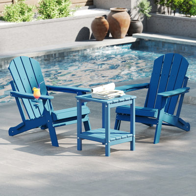 Folding Adriondack Chair With 2-Tier Table