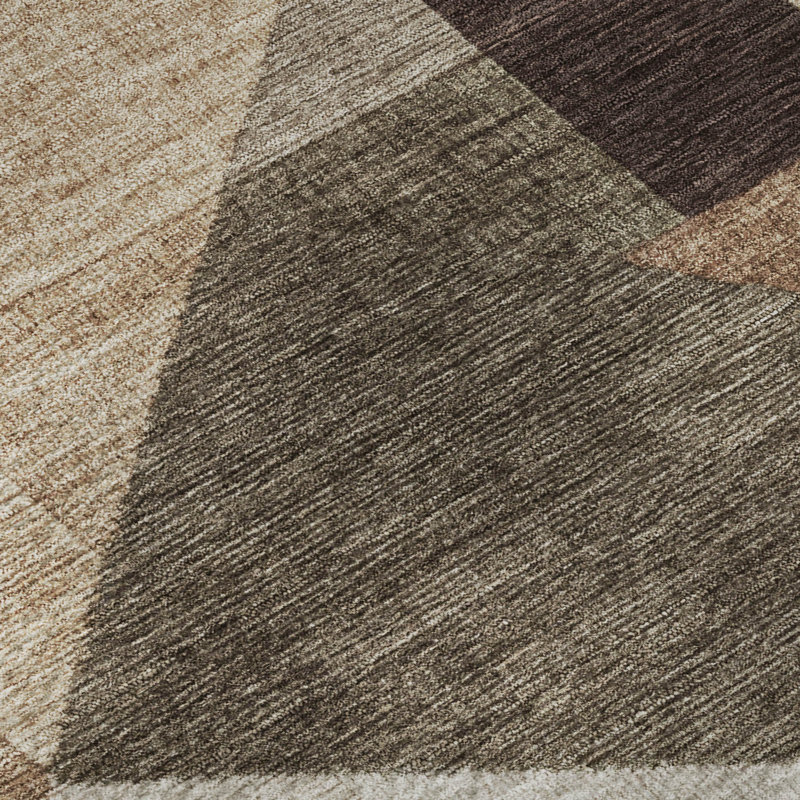 Tapis géométrique Premium lavable à la machine AMF2366 Mayfield, Brun, 9 pi x 12 pi