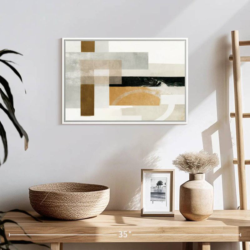 Rectangle doré et gris Bublitz, Cadre flottant blanc, 19 po x 13 po