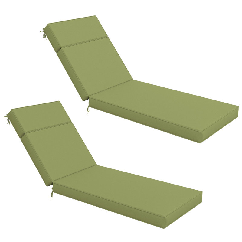 Coussin de chaise longue d'extérieur Wynee, L 25,8 po x P 79,75 po, Pois vert