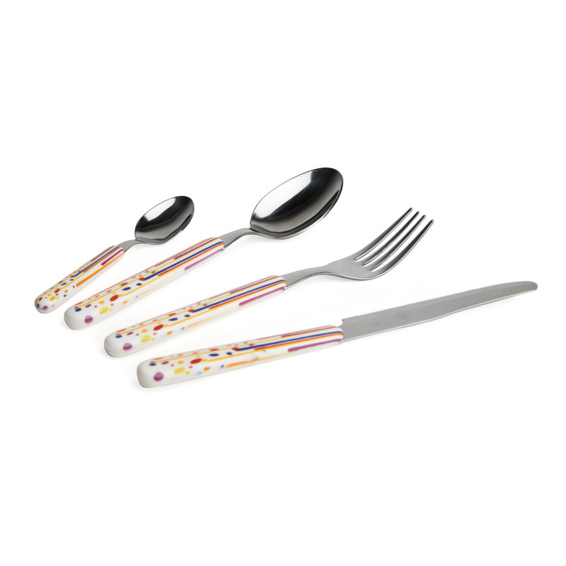 Dripping 24 Piece Stainless Steel Cutlery Set, Service For 6