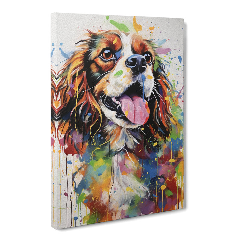 Cavalier King Charles Spaniel Action Painting - Wrapped Canvas Print, 60cm H x 40cm W x 3cm D