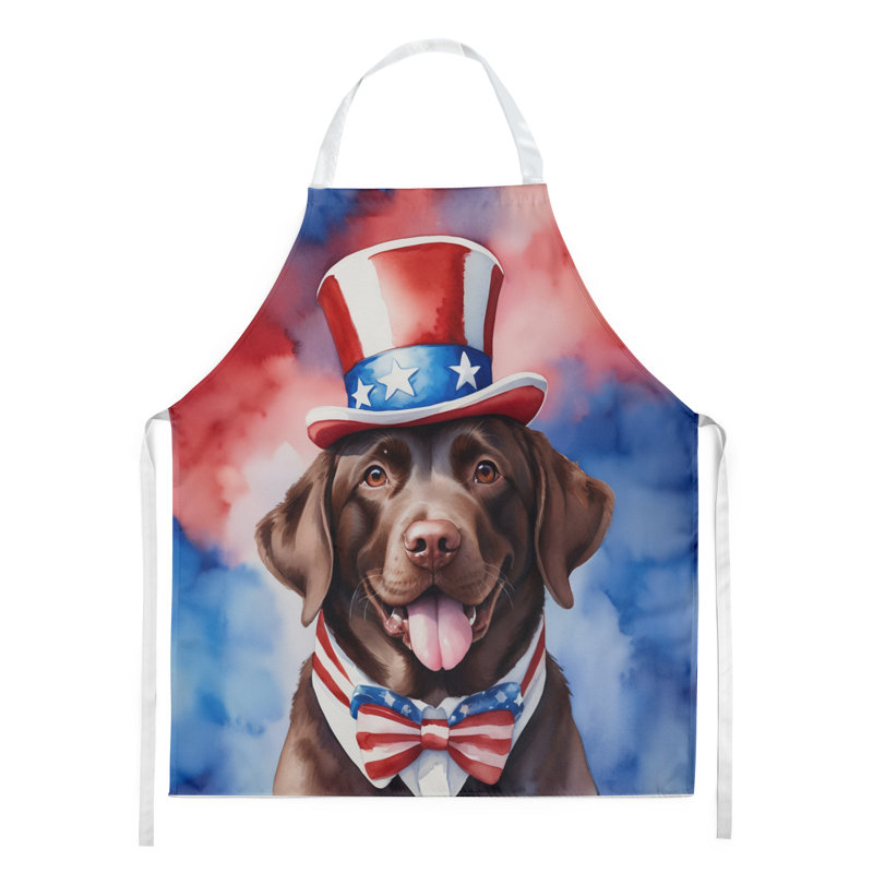 Patriotic American Apron, Brown Labrador Retriever
