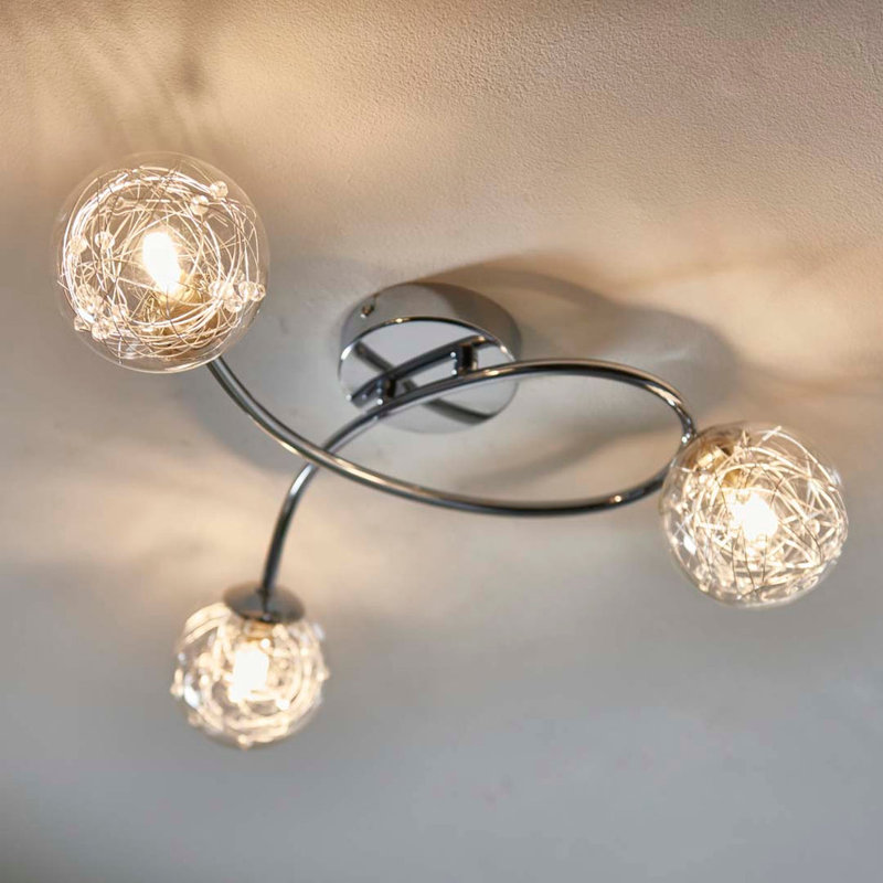 Glass Flush Mount, 3 Lights,  16" H x 53" W x 53" D