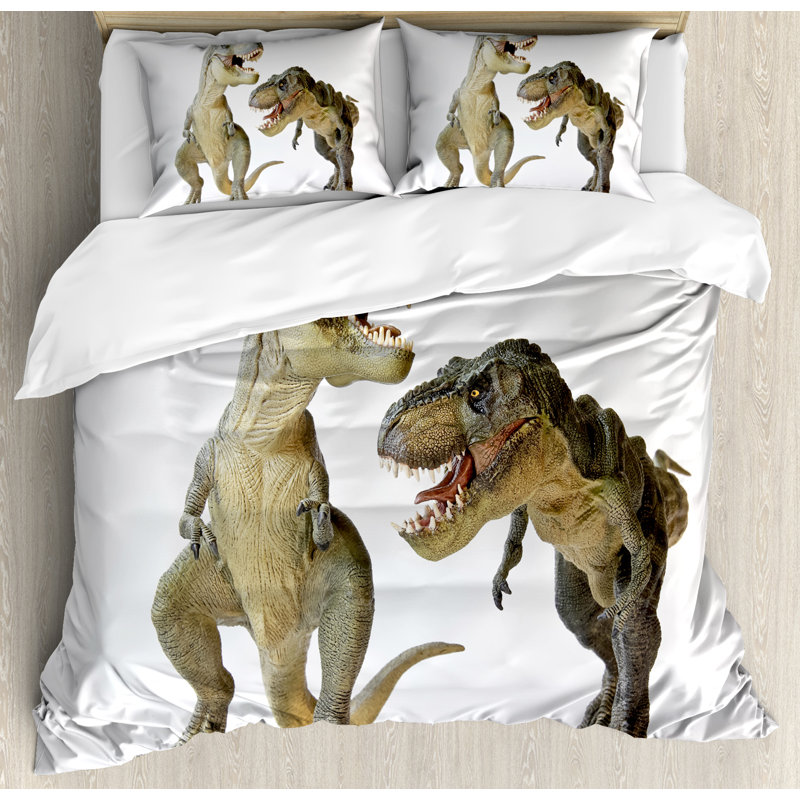 Dinosaur Quilt Set, King Duvet Cover + 2 King Shams