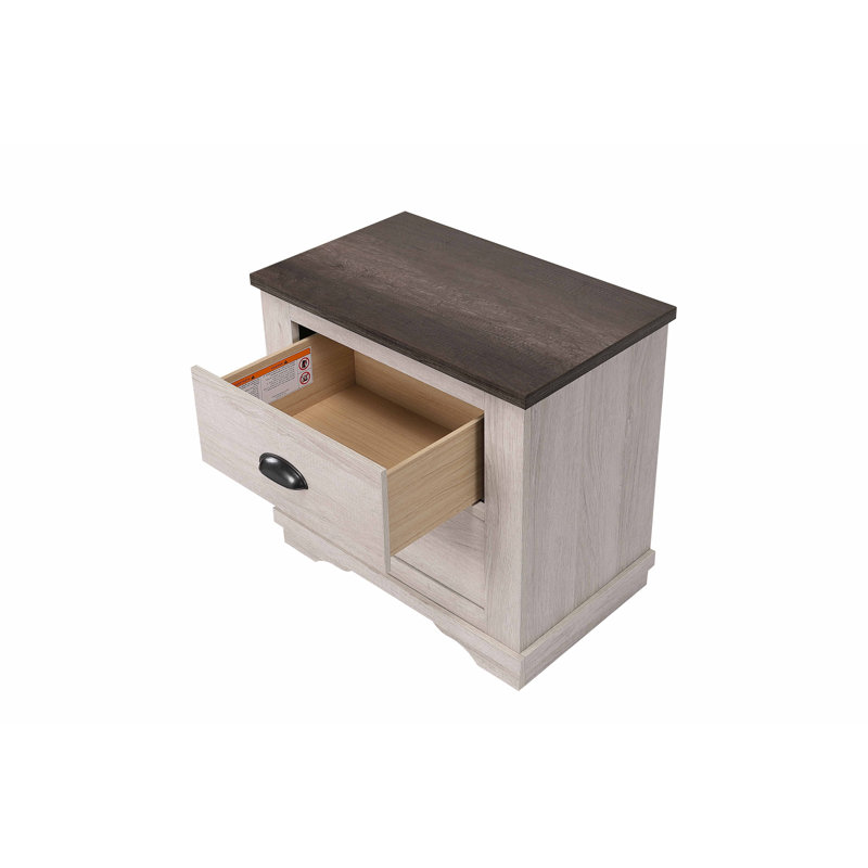 Ensemble de chambre à coucher avec lit-bateau Ermel 5-2_Brianne, Blanc / gris, Grand