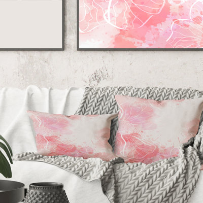 Fleurs abstraites roses éclaboussures I - coussin moderne imprimé