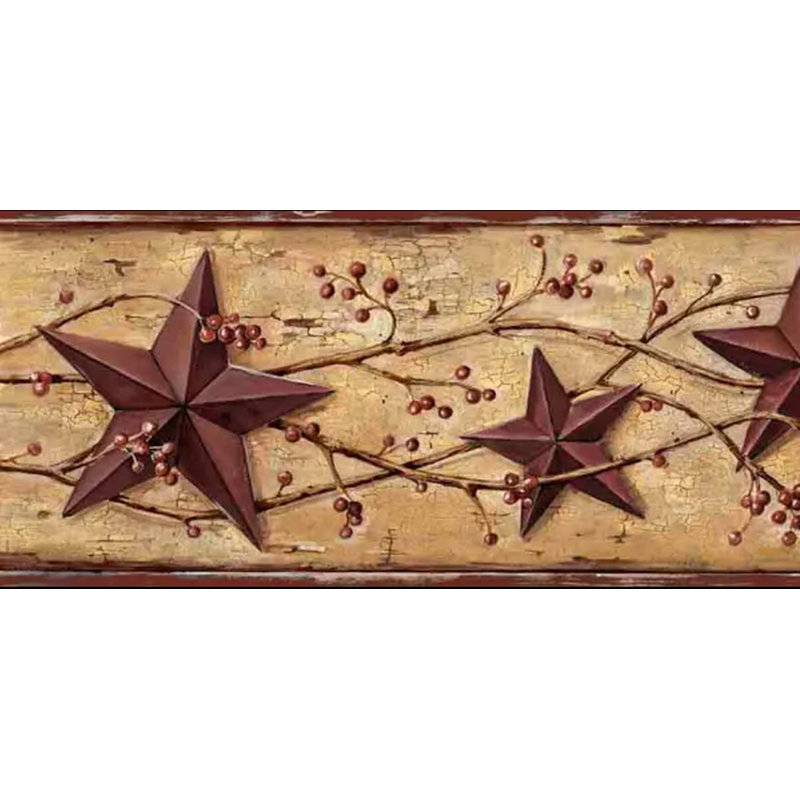 Bordure de papier peint en forme d'étoile avec baies sur vigne Koury L 15 pi x l 5,75 po