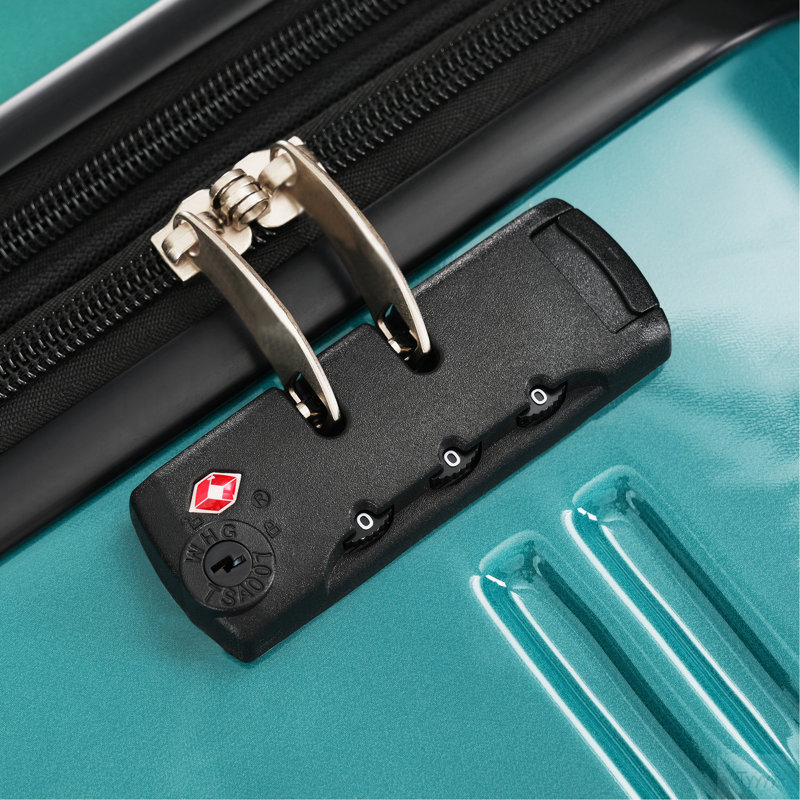 Valise extensible Hardshell 3 pièces avec roulettes pivotantes et serrure TSA légère 20 "24" 28 ", vert + jaune