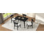 Ensemble de salle à manger 5 pièces de style Mid-Century moderne, structure en bois d'hévéa, une table et 4 chaises rembourrées, noir et beige clair